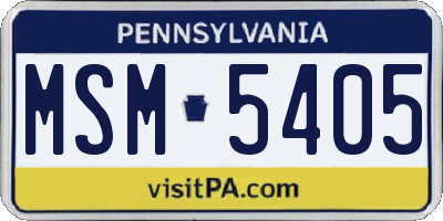 PA license plate MSM5405