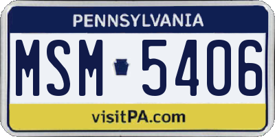 PA license plate MSM5406