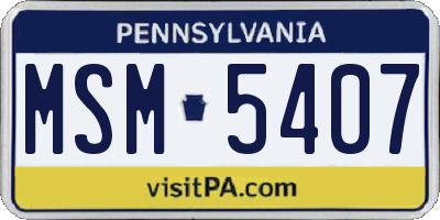 PA license plate MSM5407