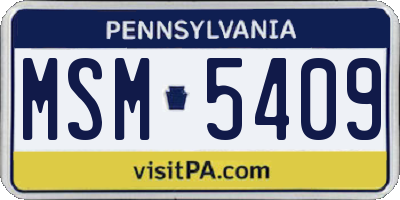 PA license plate MSM5409