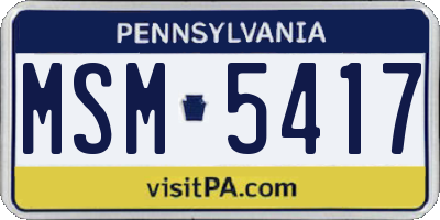 PA license plate MSM5417