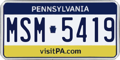 PA license plate MSM5419