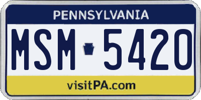 PA license plate MSM5420
