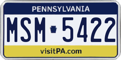 PA license plate MSM5422