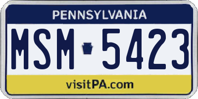 PA license plate MSM5423
