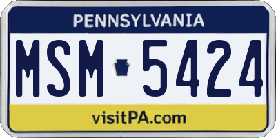 PA license plate MSM5424