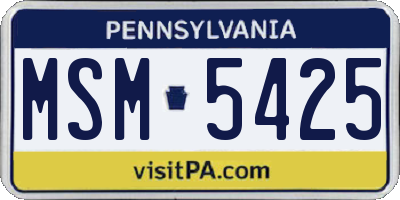 PA license plate MSM5425