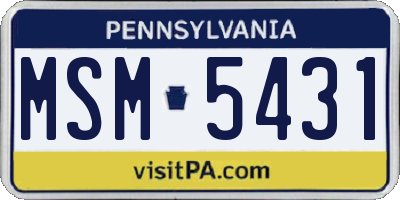 PA license plate MSM5431
