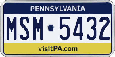 PA license plate MSM5432