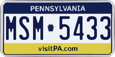 PA license plate MSM5433