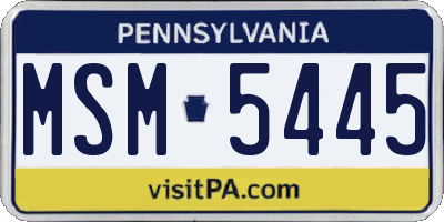 PA license plate MSM5445
