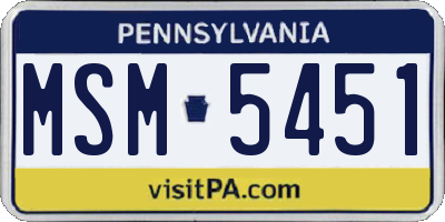 PA license plate MSM5451