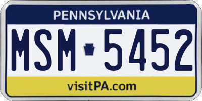PA license plate MSM5452