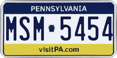 PA license plate MSM5454