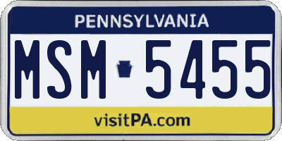 PA license plate MSM5455