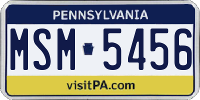 PA license plate MSM5456