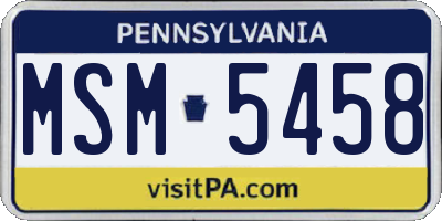 PA license plate MSM5458