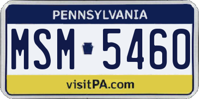 PA license plate MSM5460