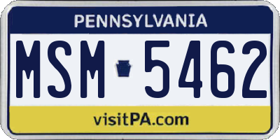 PA license plate MSM5462