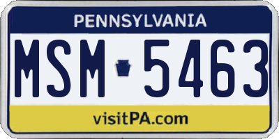 PA license plate MSM5463