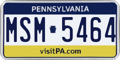 PA license plate MSM5464