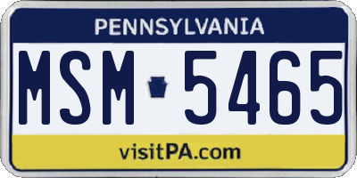 PA license plate MSM5465