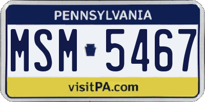 PA license plate MSM5467