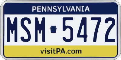 PA license plate MSM5472