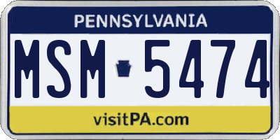 PA license plate MSM5474