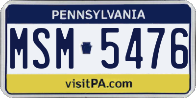 PA license plate MSM5476