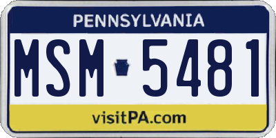 PA license plate MSM5481