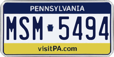 PA license plate MSM5494