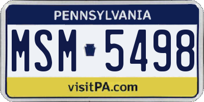 PA license plate MSM5498