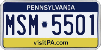 PA license plate MSM5501