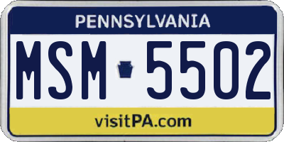 PA license plate MSM5502