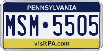PA license plate MSM5505