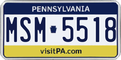 PA license plate MSM5518