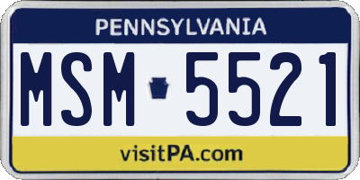PA license plate MSM5521