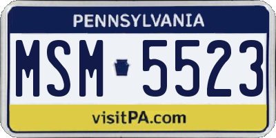 PA license plate MSM5523