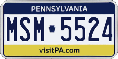 PA license plate MSM5524