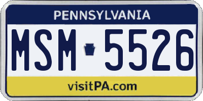 PA license plate MSM5526