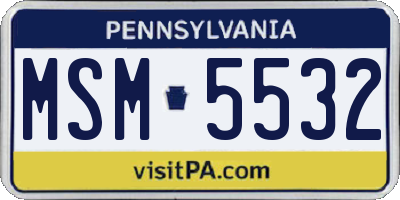 PA license plate MSM5532