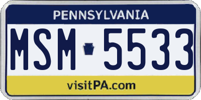 PA license plate MSM5533