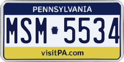 PA license plate MSM5534