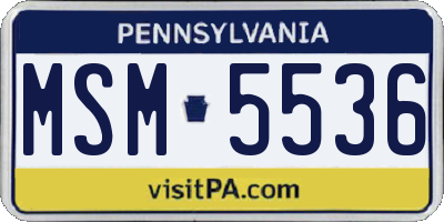 PA license plate MSM5536