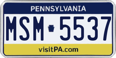 PA license plate MSM5537