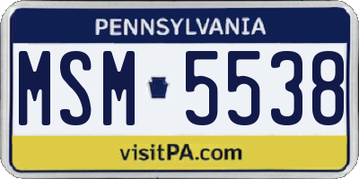 PA license plate MSM5538