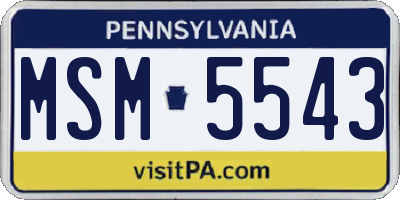 PA license plate MSM5543