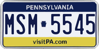 PA license plate MSM5545