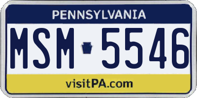 PA license plate MSM5546